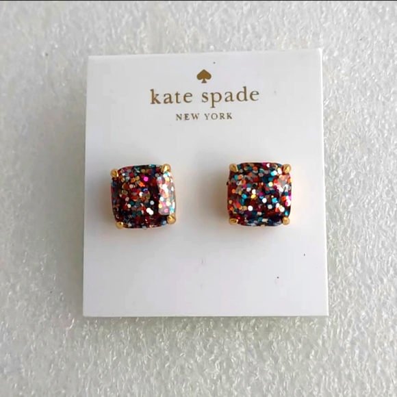 NWT Kate Spade Small Square Glitter Studs Earrings - Picture 4 of 11